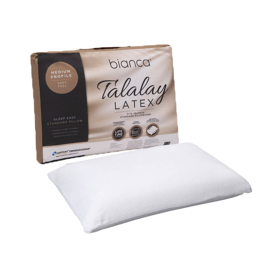 Bianca Talalay Latex Pillow - Medium Profile 60 x 40 x 14 cm, Cotton Velour Cover - SuperSaverAU - view 1