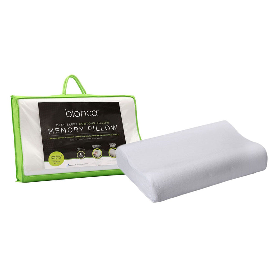 Bianca Memory Foam Contoured Pillow - 58 x 38 x 10/12cm, Cotton Velour Cover - SuperSaverAU - view 1