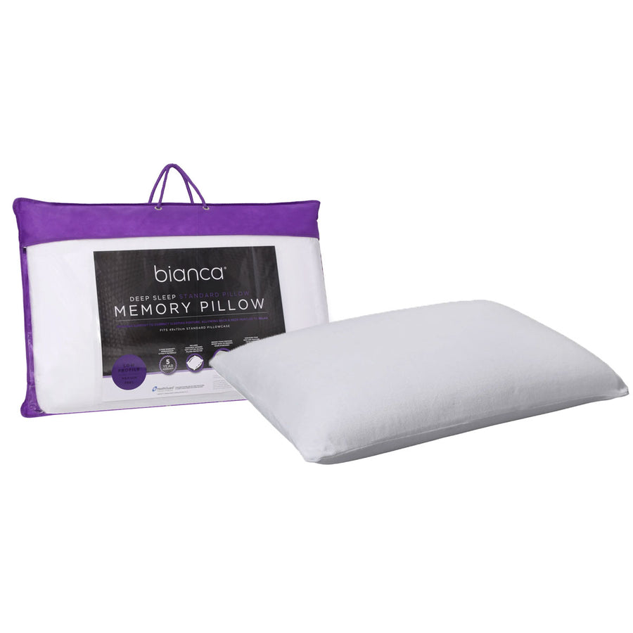 Bianca Memory Foam Low Profile Standard Pillow 65 x 40 cm - Health Guard, Machine Washable - SuperSaverAU - view 1