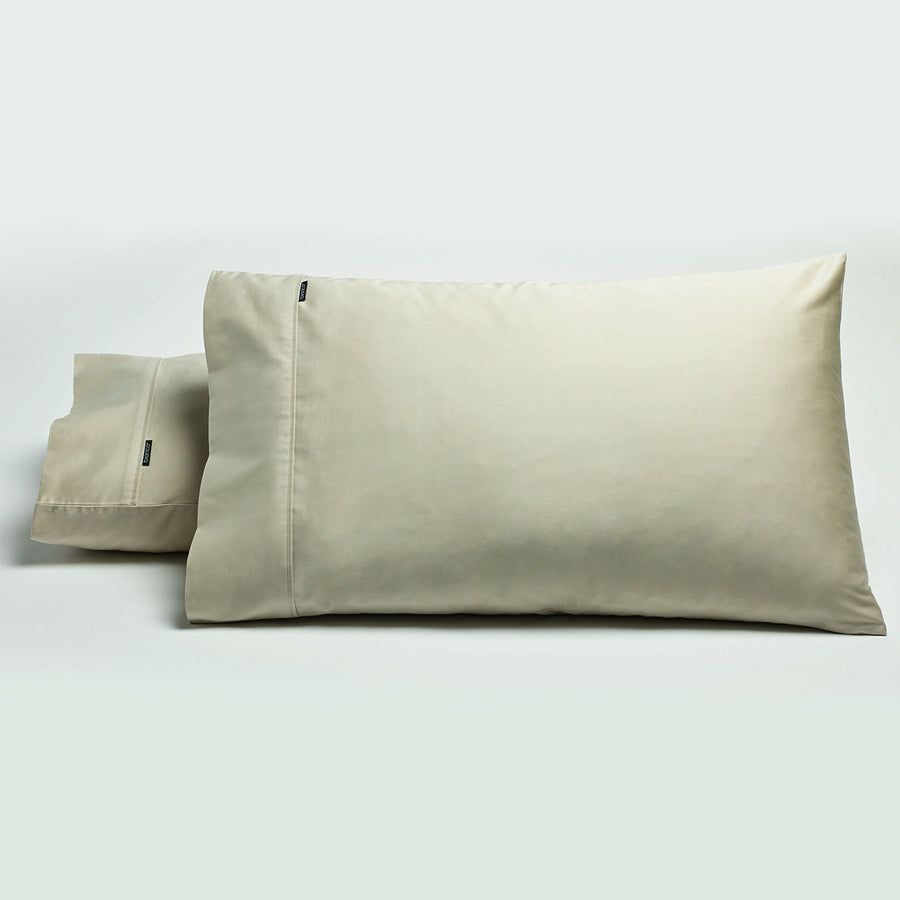 Bianca 500TC Cotton Sateen Standard Pillowcases - Stone, Pair