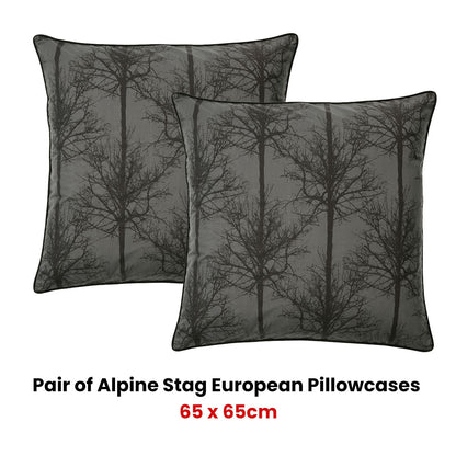 Bianca Alpine Stag Taupe European Pillowcases 65x65cm - Printed Design