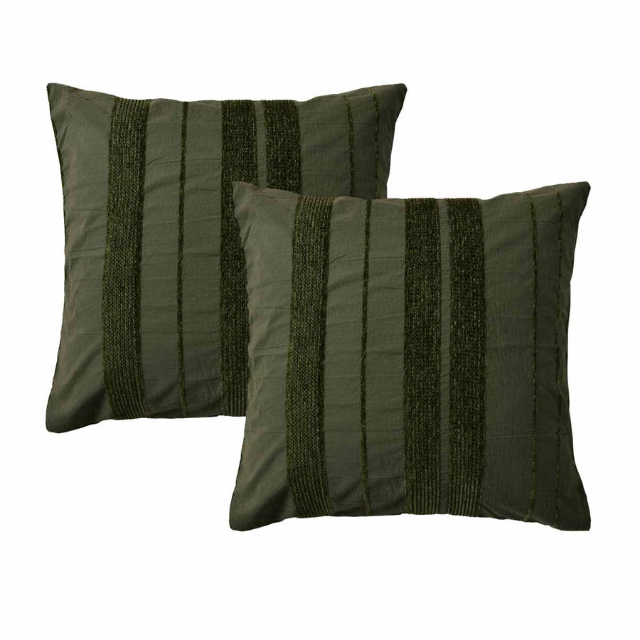 Bianca Avery Forest Chenille Stripe European Pillowcases – 65 x 65cm Pair