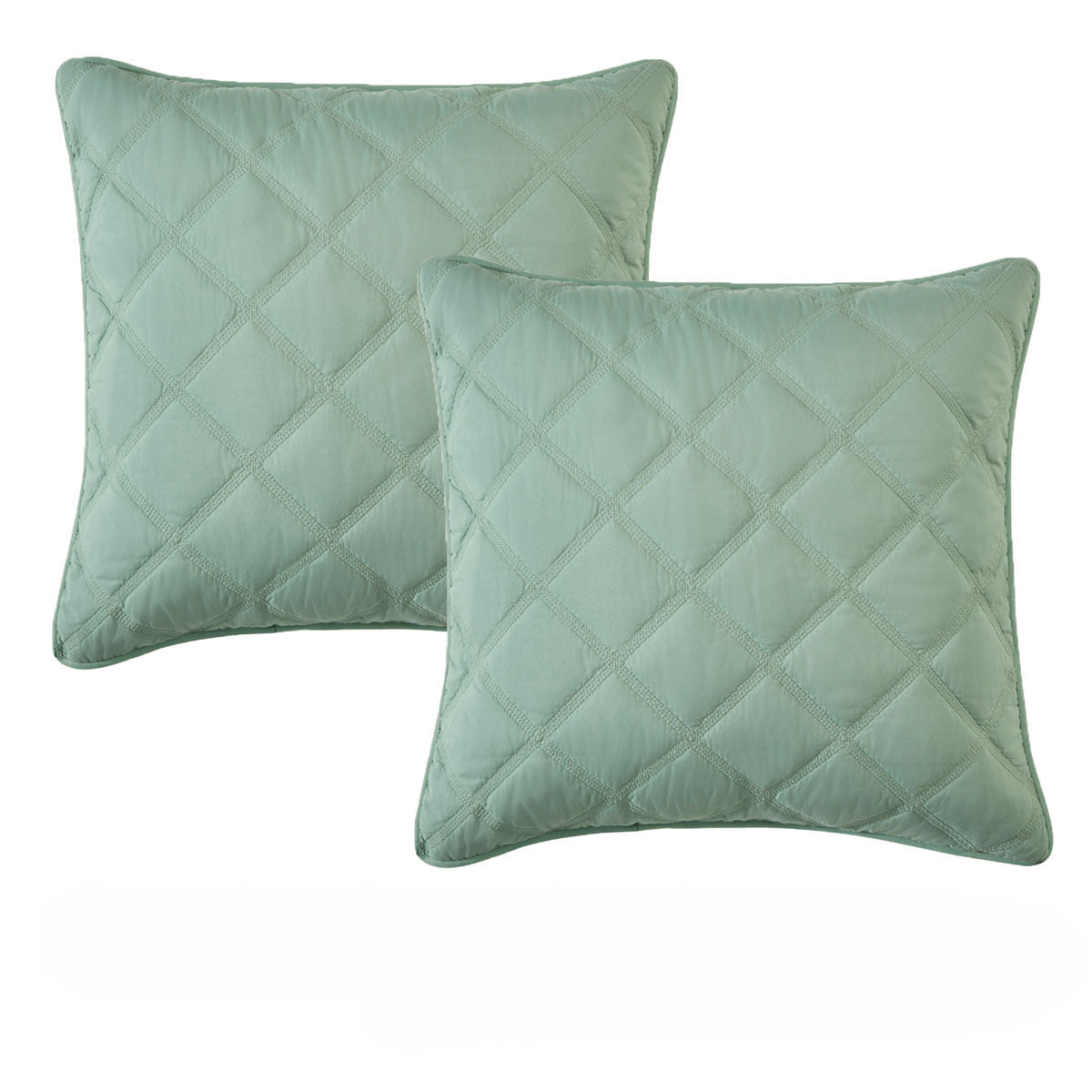 Bianca Pair of Quilted Olive European Pillowcases 65 x 65cm - Set of 2 - SuperSaverAU - view 1