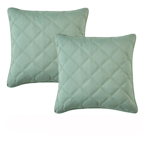Bianca Pair of Quilted Olive European Pillowcases 65 x 65cm - Set of 2 - SuperSaverAU - view 1
