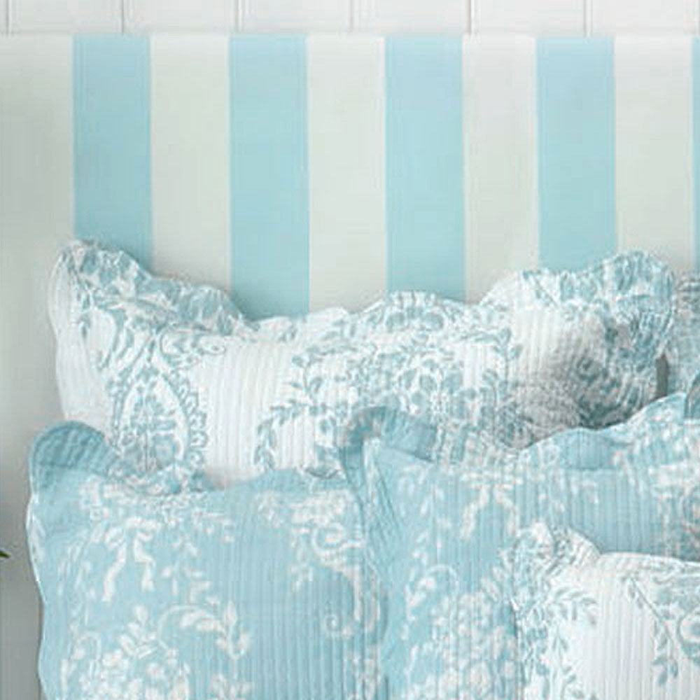 Bianca Florence White Blue Euro Pillowcases Pair, Floral Quilted Design, 65 x 65 cm - SuperSaverAU - view 1