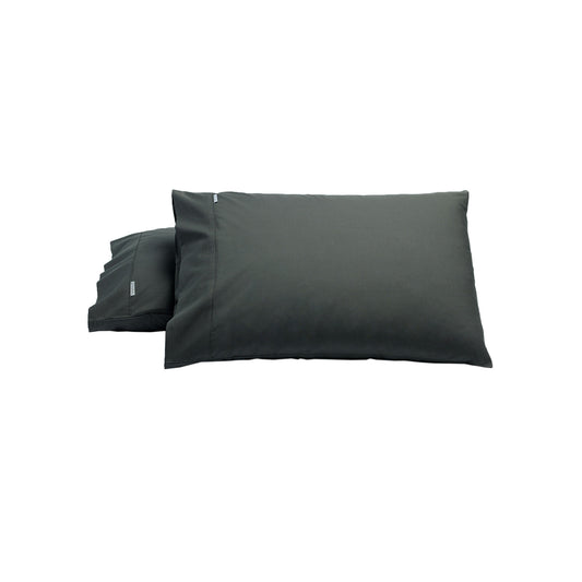 Bianca Heston Cotton Percale Standard Pillowcases 300TC Charcoal 2 Pack 48x74cm
