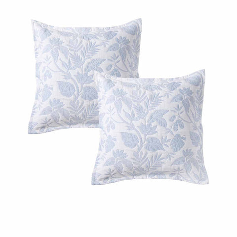 Bianca Laurieton European Pillowcases – White Botanical Jacquard Pair