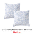 Bianca Laurieton European Pillowcases – White Botanical Jacquard Pair