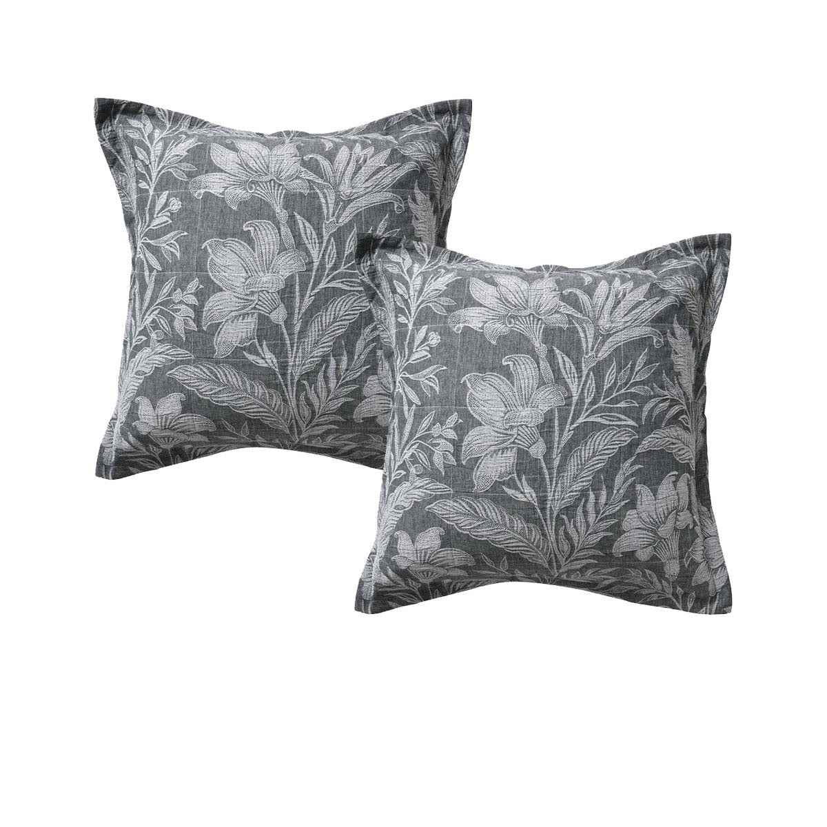 Bianca Maidstone Grey European Pillowcases 65 x 65cm - Floral Jacquard