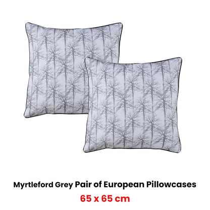 Bianca Myrtleford Grey European Pillowcases 65 x 65cm - Pair