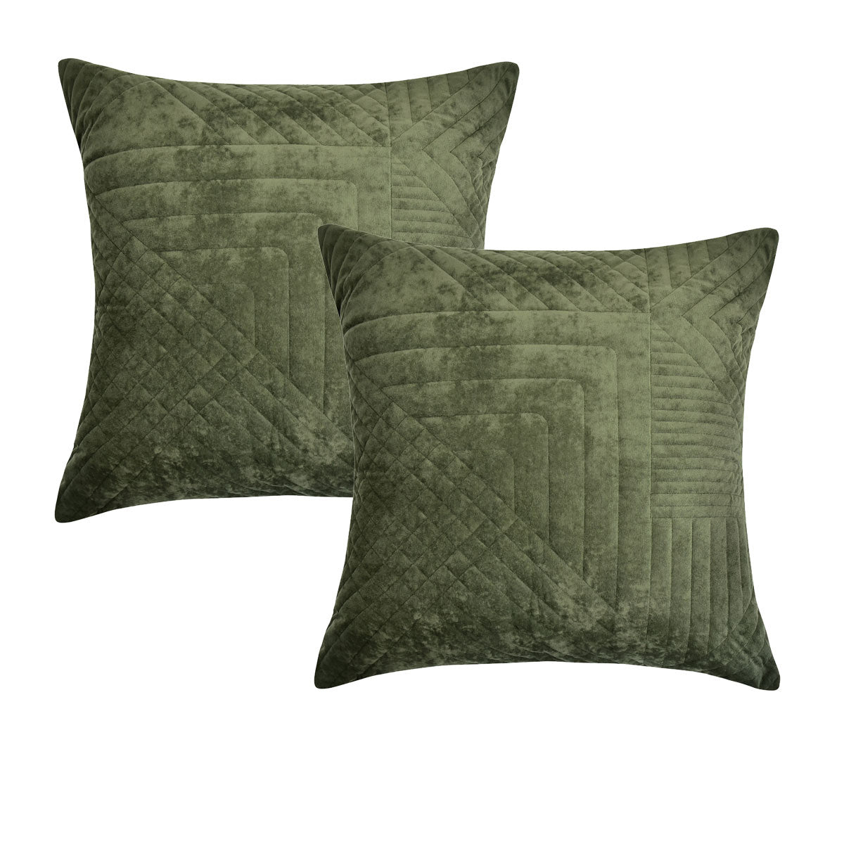 Bianca Navarro Geometric European Pillowcases - Olive, 65 x 65cm Pair