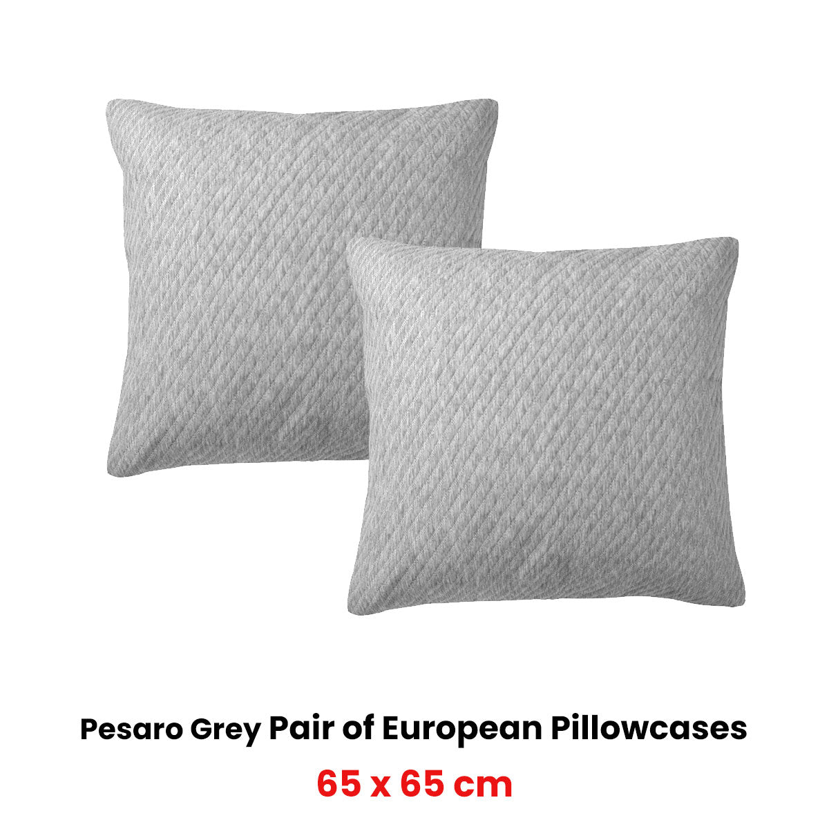 Bianca Pesaro Grey European Pillowcases 65 x 65cm