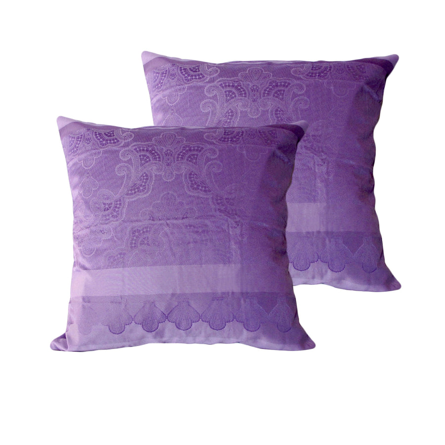 Bianca European Pillowcases Jacquard Design Purple 65 x 65 cm - Set of 2 - SuperSaverAU - view 1