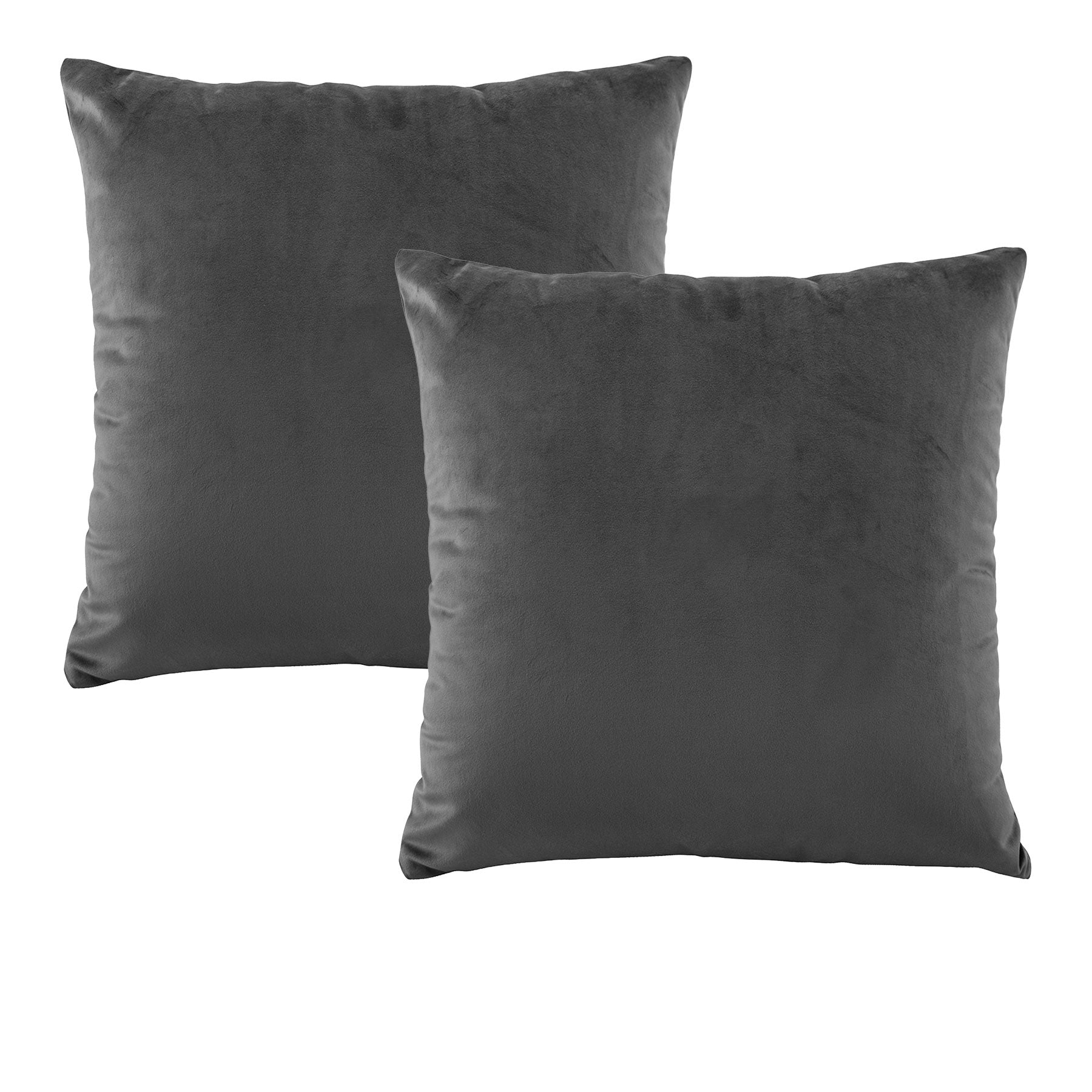 Bianca Velvet Coal European Pillowcases 65 x 65 cm - Solid Colour Tone, 2 Pack - SuperSaverAU - view 1