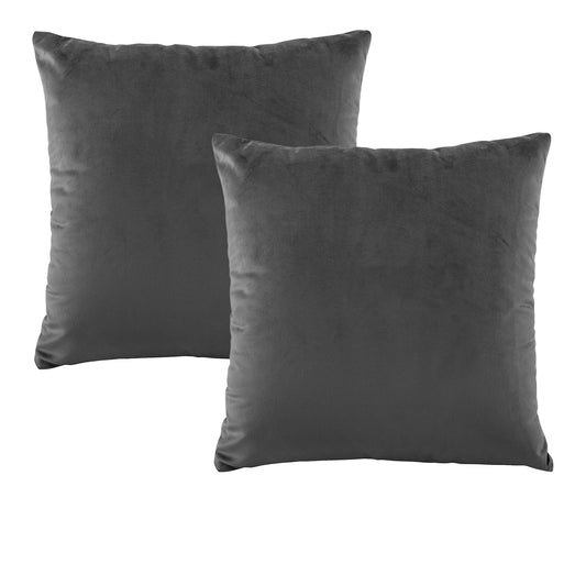 Bianca Velvet Coal European Pillowcases 65 x 65 cm - Solid Colour Tone, 2 Pack