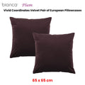 Bianca Vivid Coordinates Velvet European Pillowcases - Plum, 65 x 65cm Pair