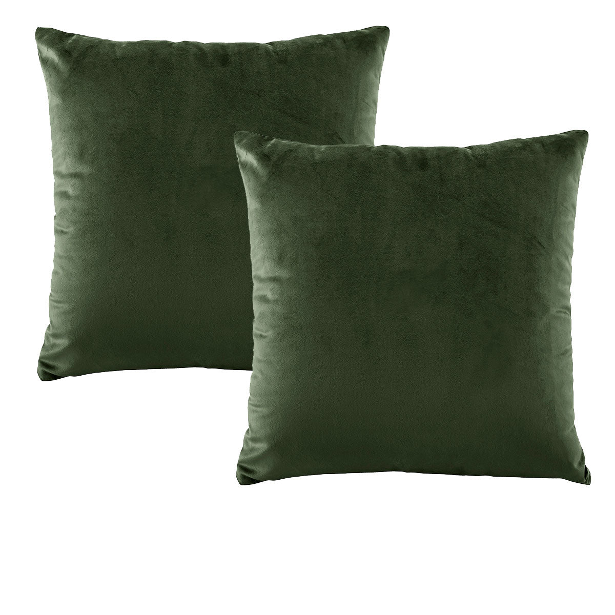 Bianca Forest Green Velvet European Pillowcases - 2 x 65 x 65cm, Solid Colour Design