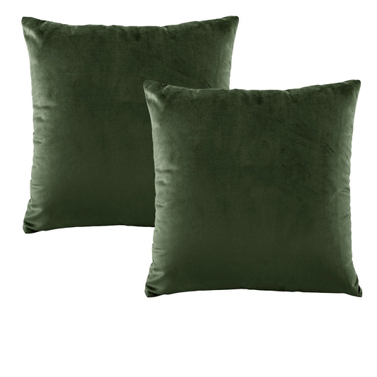 Bianca Forest Green Velvet European Pillowcases - 2 x 65 x 65cm, Solid Colour Design