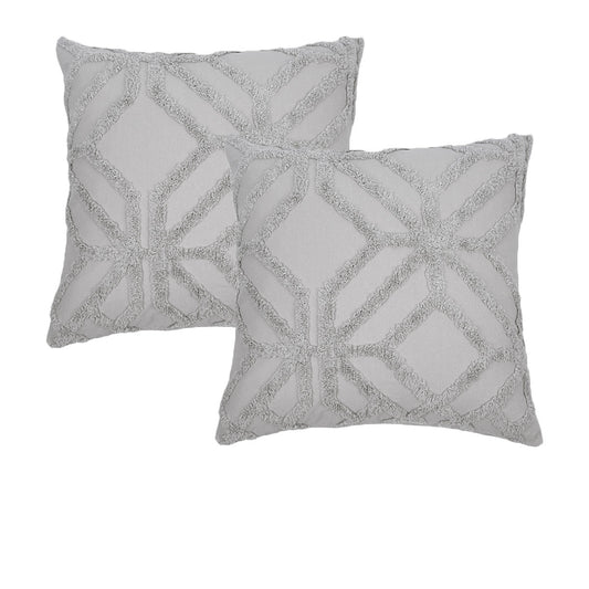 Bianca Willow Silver European Pillowcases - 2 Pack, 65 x 65 cm, Chenille Design
