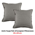 Bianca Zaria Embroidered European Pillowcases - Taupe, 65 x 65cm Pair
