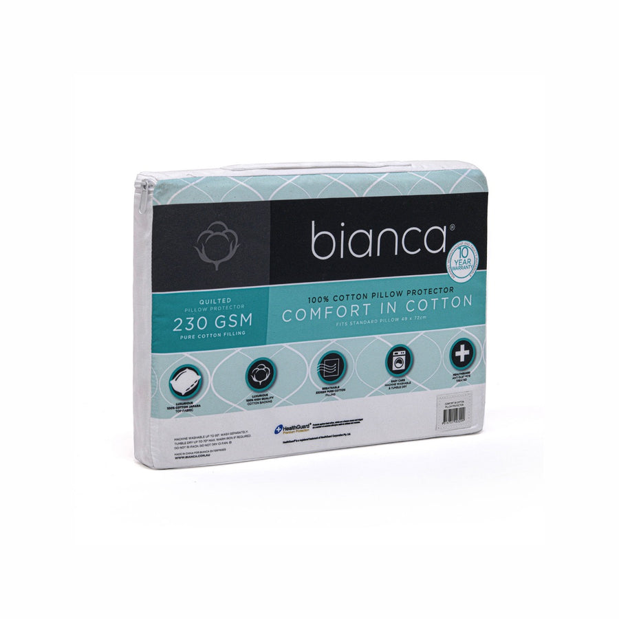 Bianca Cotton Pillow Protector Twin Pack 49cm x 72cm, Anti Dust Mite, Machine Washable - SuperSaverAU - view 1