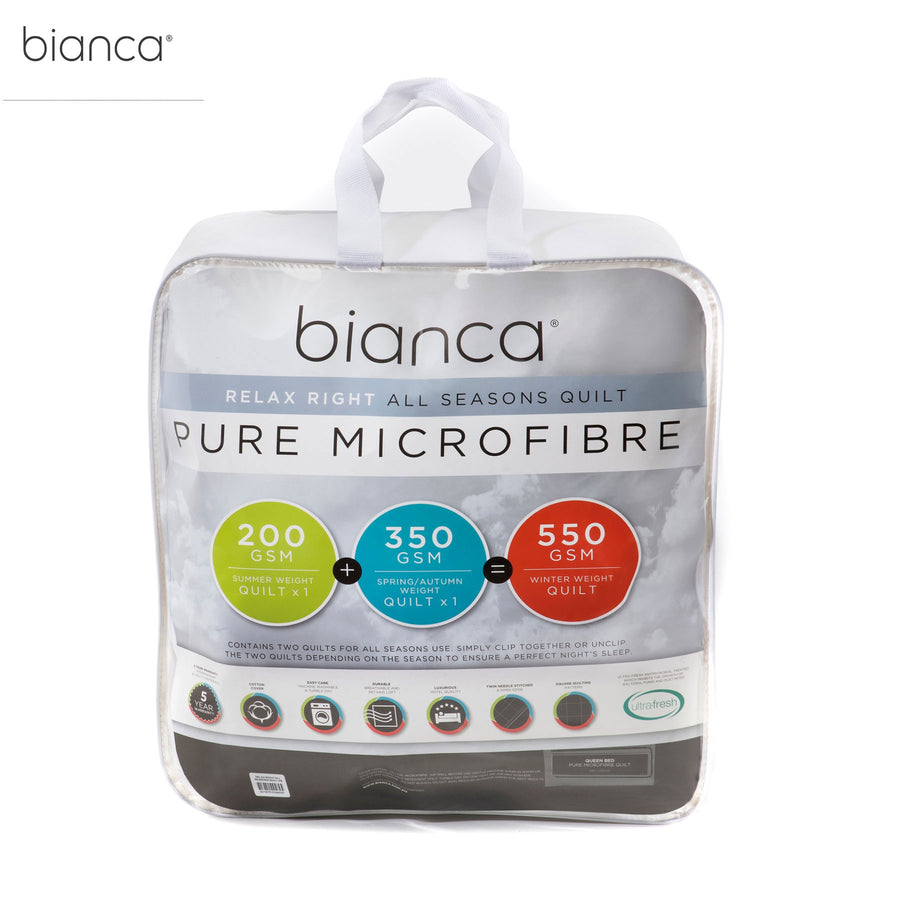 Bianca Pure Microfibre All Seasons Quilt 270x240cm - 550GSM, Cotton Cover - SuperSaverAU - view 1