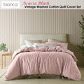 Bianca Acacia Blush Vintage Washed Cotton Quilt Cover Set Queen - Easy Care, Tailored Edge - SuperSaverAU - view 1