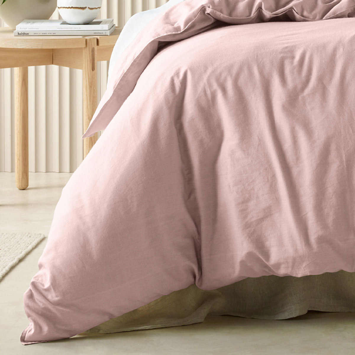 Bianca Acacia Blush Vintage Washed Cotton Quilt Cover Set Super King - Easy Care - SuperSaverAU - view 1