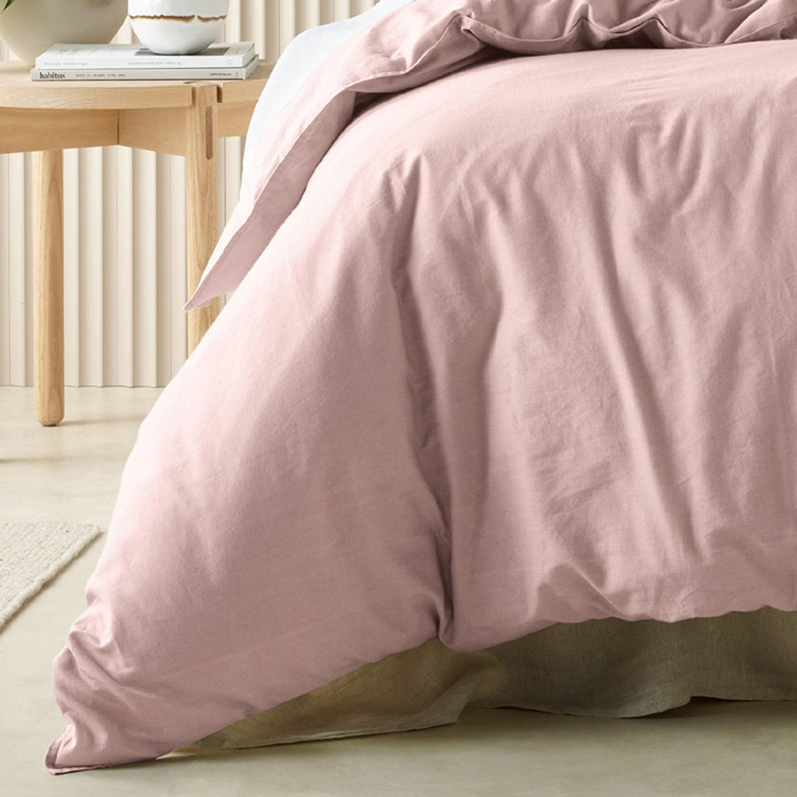 Bianca Acacia Blush Vintage Washed Cotton Quilt Cover Set Super King - Easy Care - SuperSaverAU - view 1
