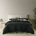 Bianca Acacia Charcoal Vintage Washed Cotton Quilt Cover Set King - Easy Care - SuperSaverAU - view 1