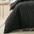 Bianca Acacia Charcoal Vintage Washed Cotton Quilt Cover Set King - Easy Care - SuperSaverAU - view 3