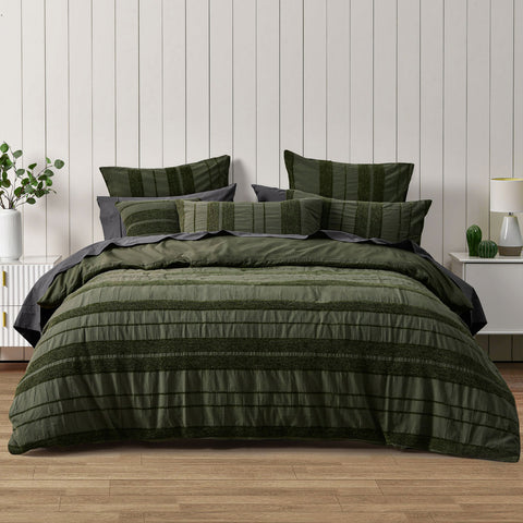Bianca Avery Forest Chenille Stripe Quilt Cover Set – Super King