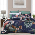 Bianca Balwyn Navy Cotton Sateen Botanical Quilt Cover Set – Queen