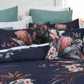 Bianca Balwyn Navy Cotton Sateen Botanical Quilt Cover Set – Queen