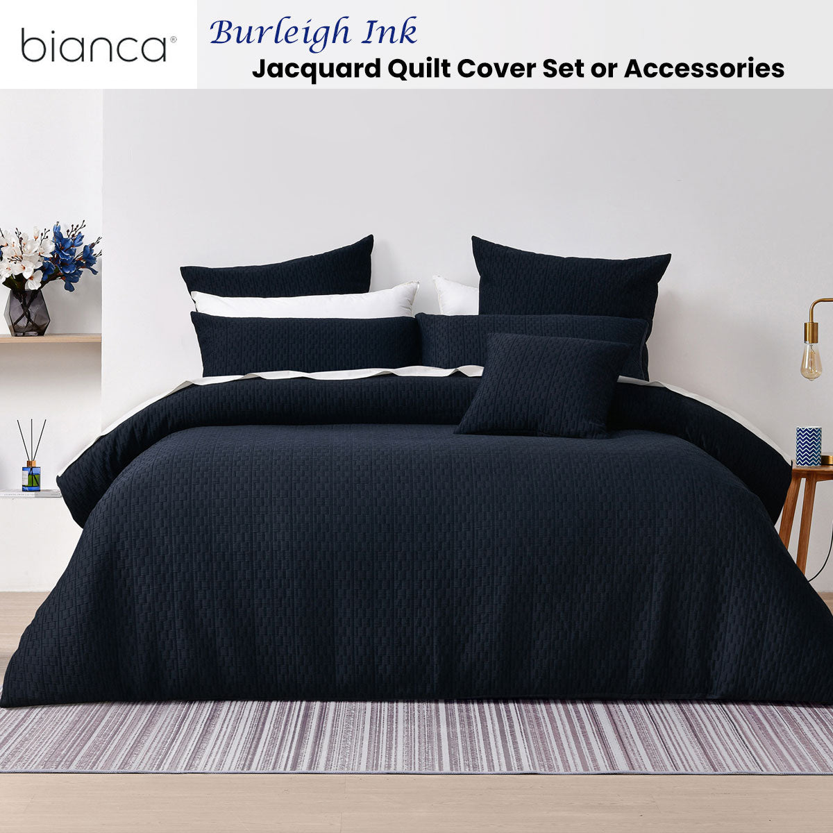 Bianca Burleigh Ink Jacquard Quilt Cover Set – Queen