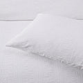 Bianca Cosmo Chenille Geometric Quilt Cover Set - White, Queen