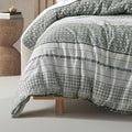 Bianca Drake Cotton Sateen Quilt Cover Set with Geometric Print - Green, King