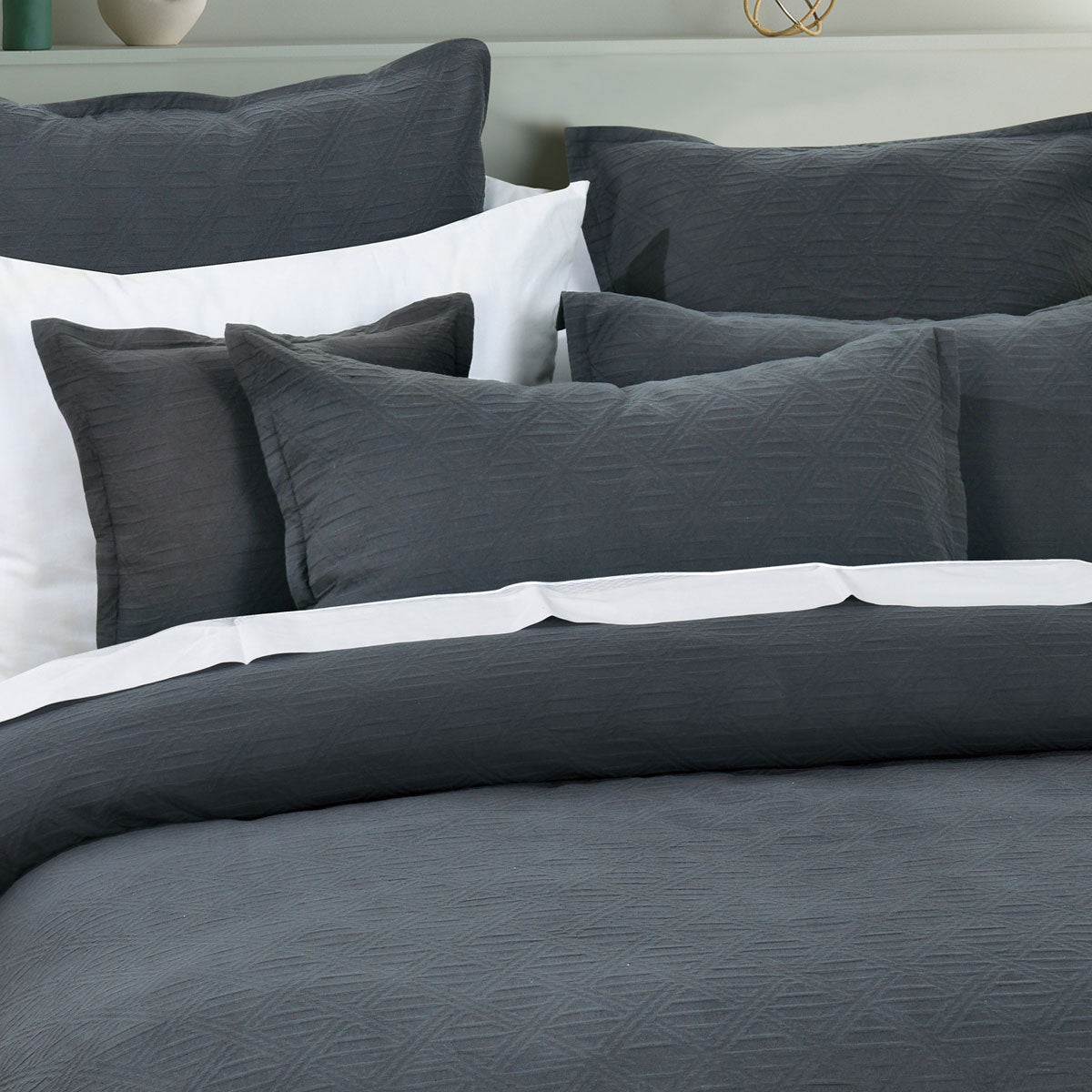 Bianca Hallston Charcoal Pre-Washed Cotton Quilt Cover Set – King