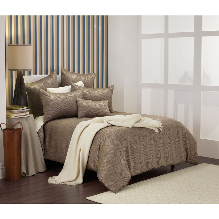 Bianca Hampshire Taupe Quilt Cover Set Queen - Jacquard Design, Super Soft - SuperSaverAU - view 1