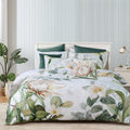 Bianca Helensvale White Floral Quilt Cover Set Super King - Cotton Sateen - SuperSaverAU - view 1