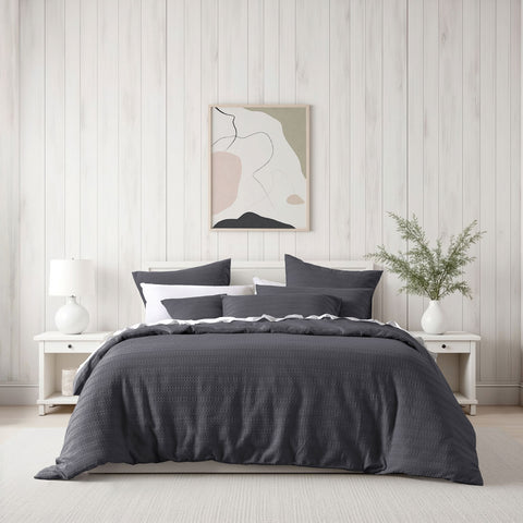 Bianca Kahlani Charcoal Waffle Quilt Cover Set – King