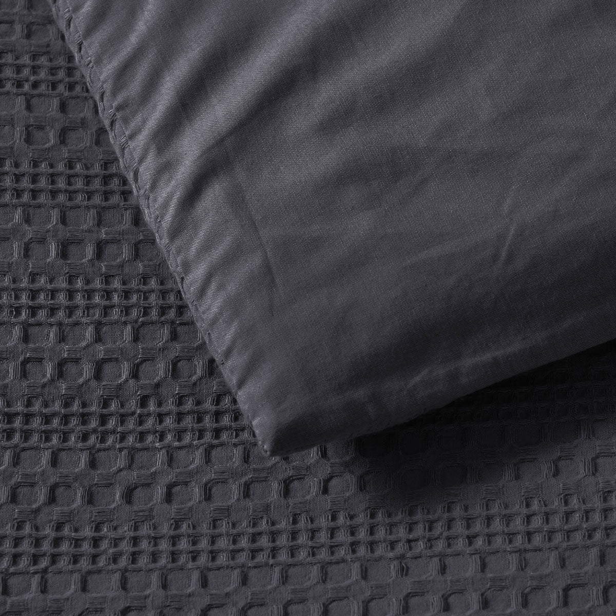 Bianca Kahlani Charcoal Waffle Quilt Cover Set – King