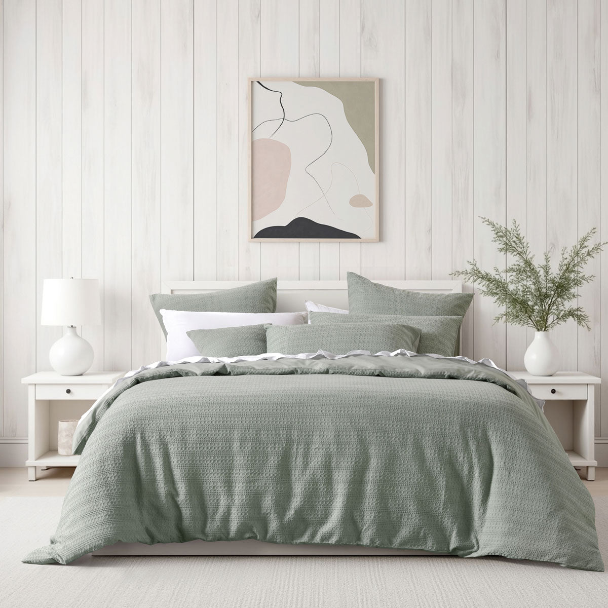 Bianca Kahlani Sage Waffle Quilt Cover Set – Queen