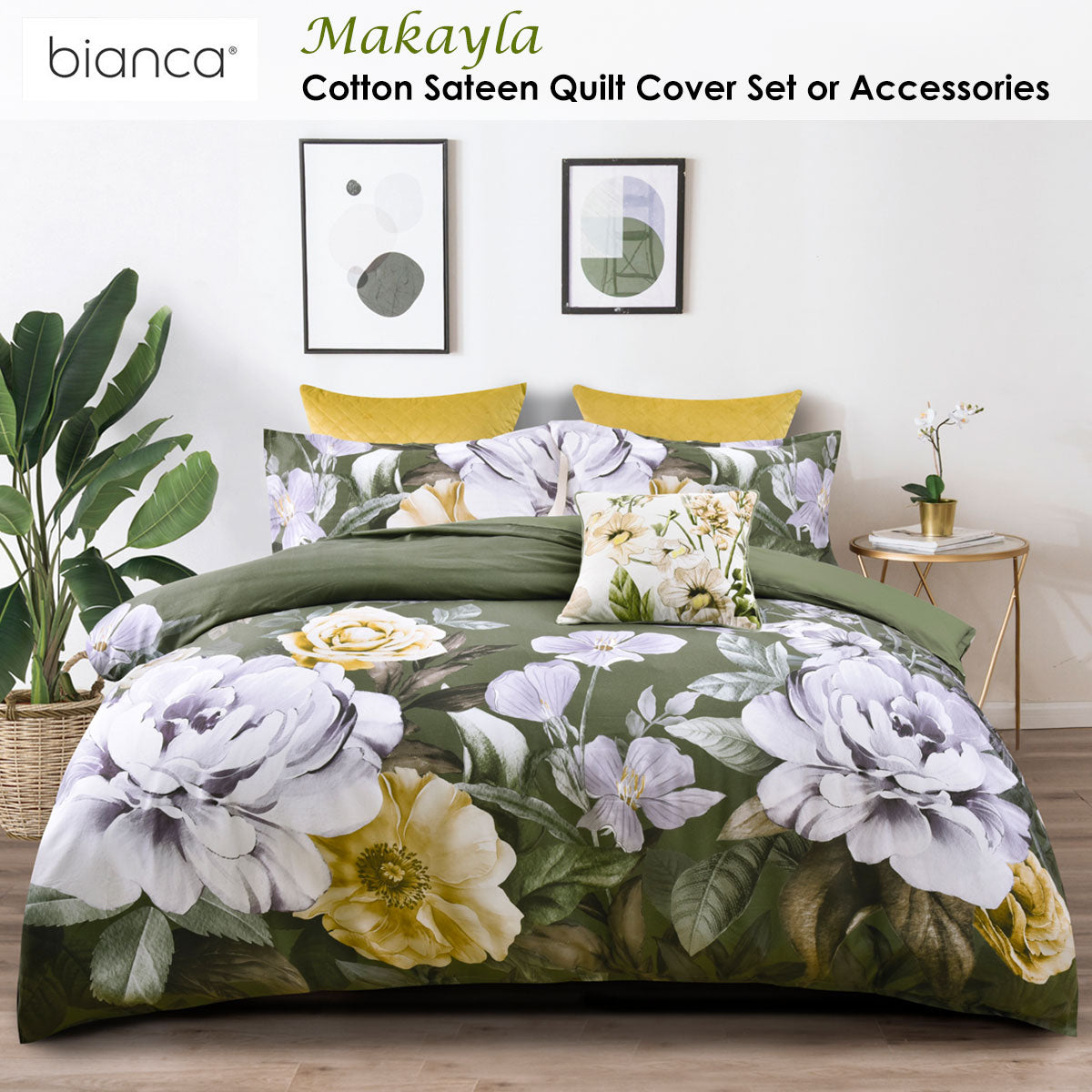 Bianca Makayla Cotton Sateen Quilt Cover Set - Floral Print, 180 x 210cm - SuperSaverAU - view 2