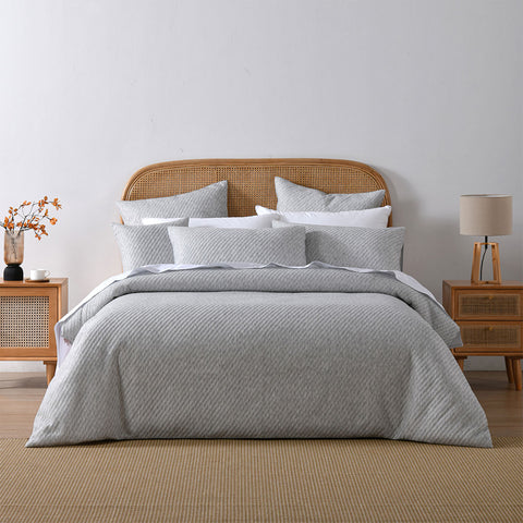 Bianca Pesaro Grey Quilt Cover Set Queen - Polyester Cotton - SuperSaverAU - view 1