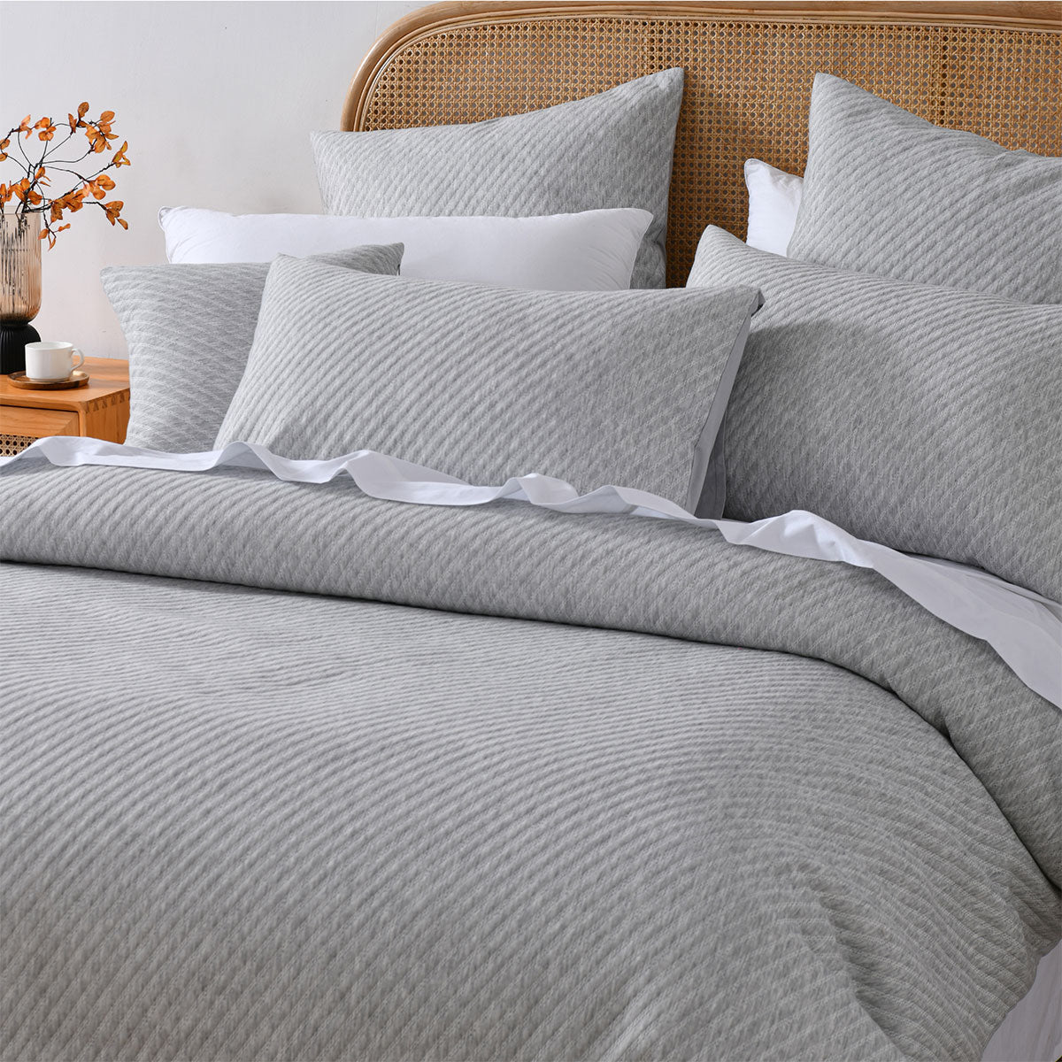 Bianca Pesaro Grey Quilt Cover Set Queen - Polyester Cotton - SuperSaverAU - view 3