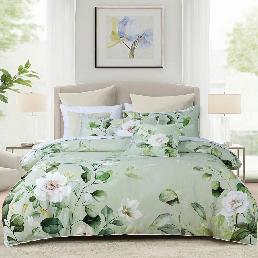 Bianca Salisbury Sage Floral Quilt Cover Set Super King - Nature-Inspired - SuperSaverAU - view 1