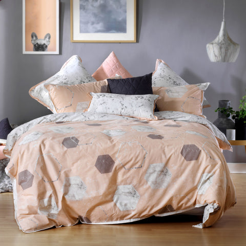 Bianca Zola Pink Quilt Cover Set Queen - Geometric Print, Polyester Cotton - SuperSaverAU - view 1