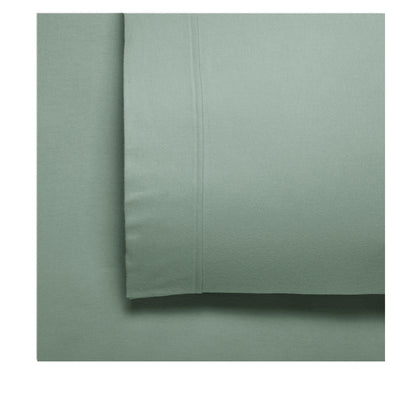 Bianca Fletcher Flannelette Cotton Sheet Set 40cm Wall Sage Queen