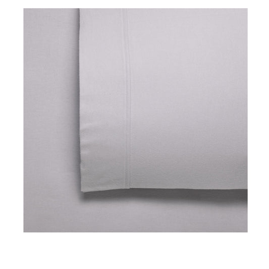 Bianca Fletcher Flannelette Cotton Sheet Set Stone Single 40cm Wall 170GSM
